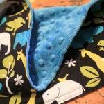 Zoology Baby Blanket And Teal Minky Dot